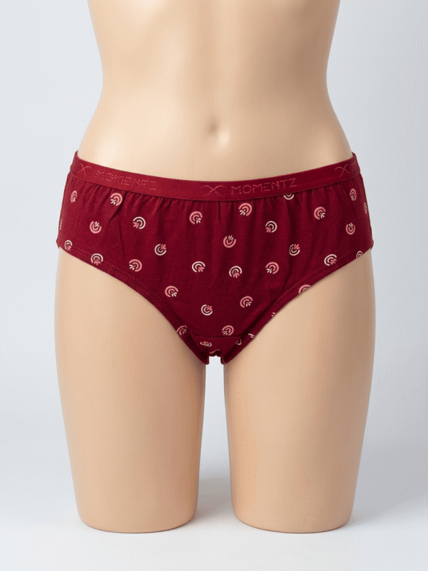Women's MOMENTZ Hipster Panties – Maroon with Subtle Pattern