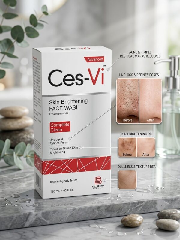 Ces-Vi Advanced Skin Brightening Face Wash – Deep Pore Cleansing & Mark Reduction (120 ml / 4.05 fl. oz.)