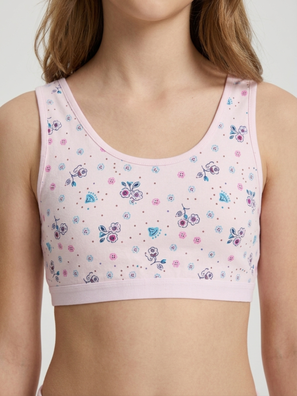 🌸 Teen Girls' Pink Floral Printed Crop Top