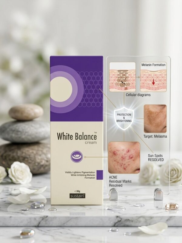 White Balance Cream by sustain – Melanin Inhibiting Pigmentation & Melasma Corrector (30g)