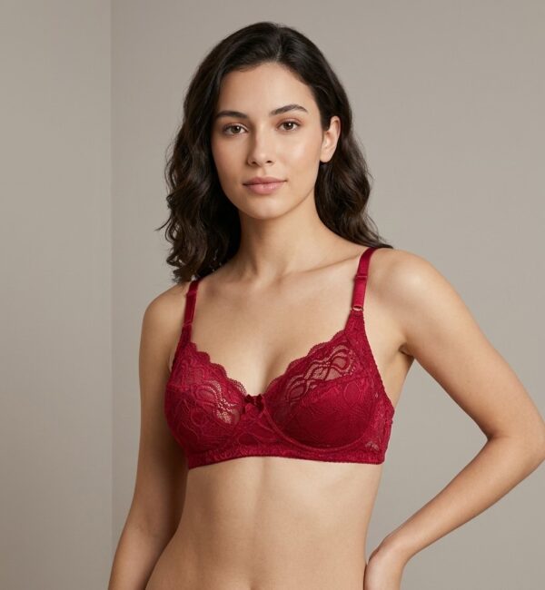 Floral Lace Full-Coverage Bra –  Non-Padded Wireless Comfort Bra (NET) (32B_42B)