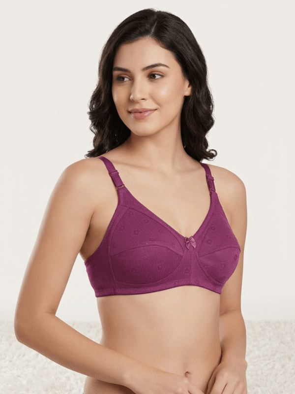 Textured Floral-Embossed Cotton-Blend Bra (32B_42B)