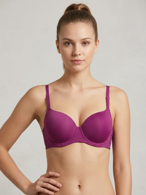 Padded Balconette Bra with Lattice Side Detailing