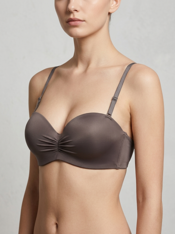 Women’s Seamless T-Shirt Bra – Padded Wireless Contour Bra with Ruched Center(34B_38B)