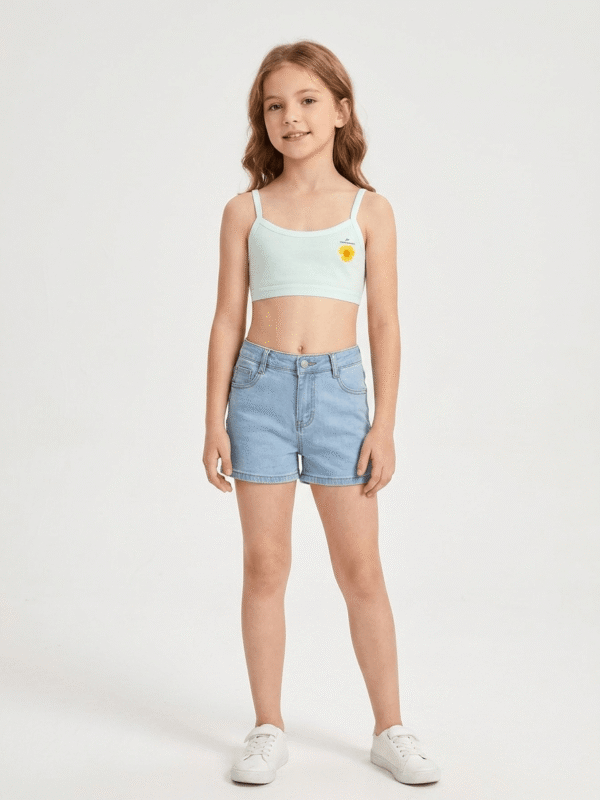 Girls' Mint Green Spaghetti Strap Crop Top