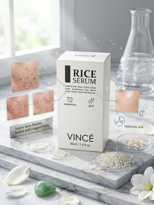 VINCÉ Rice Serum – Rice Ceramic & Hyaluronic Acid Glow Drops (30ml / 1.0 fl oz)