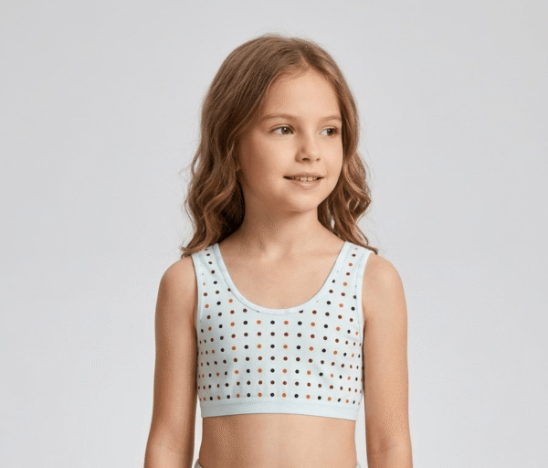 Girls' Multicolor Polka Dot Sleeveless Crop Top