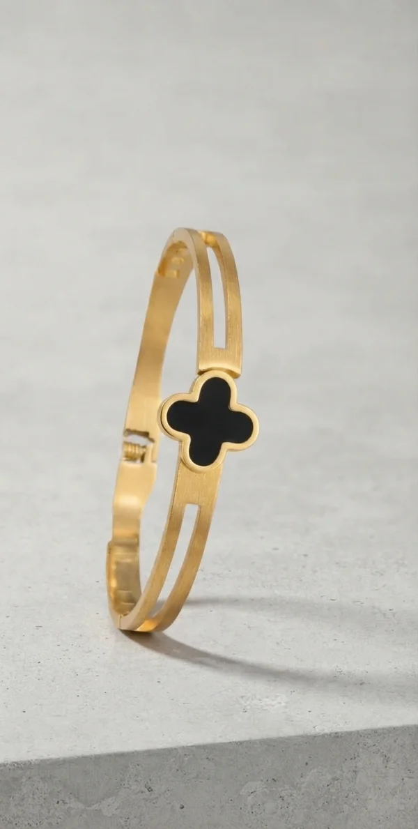 Gold Roman Numeral Watch-Style Bangle Bracelet