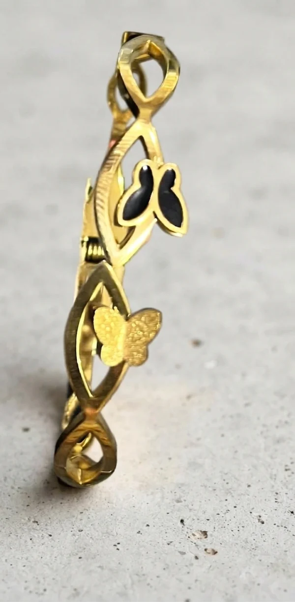 Gold-Tone Cut-Out Geometric and Butterfly Motif Bangle Bracelet