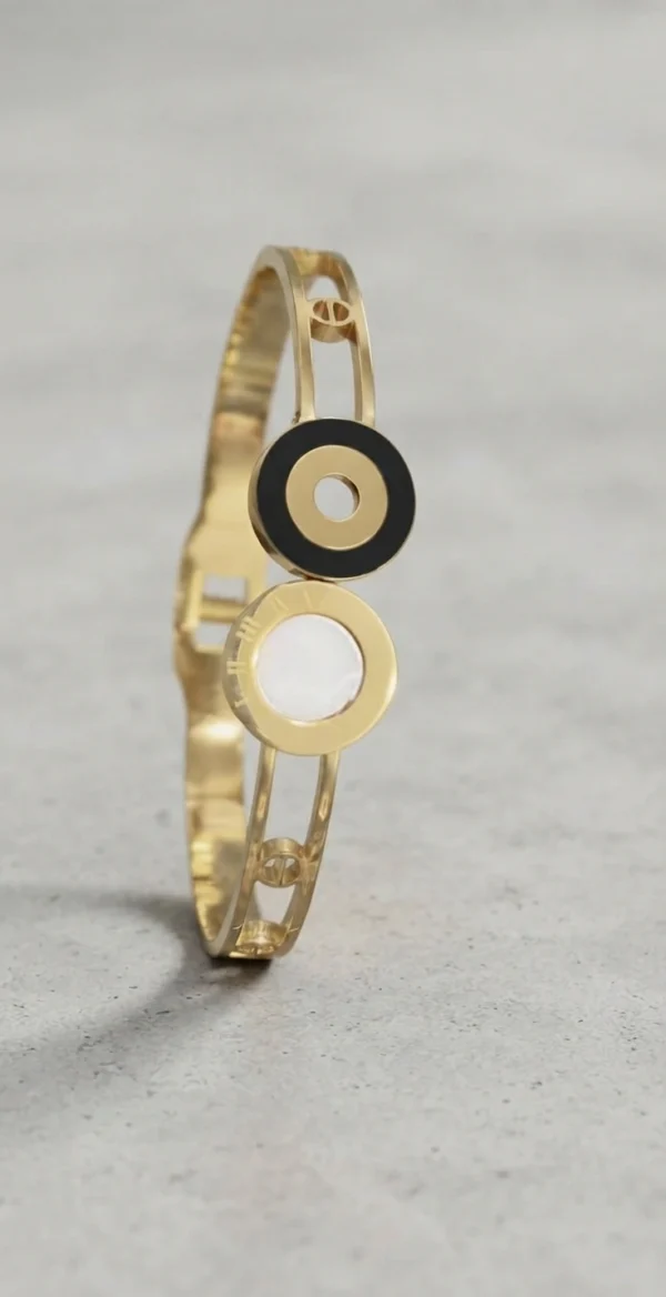 Gold-Tone Dual Circular Accent Bangle Bracelet