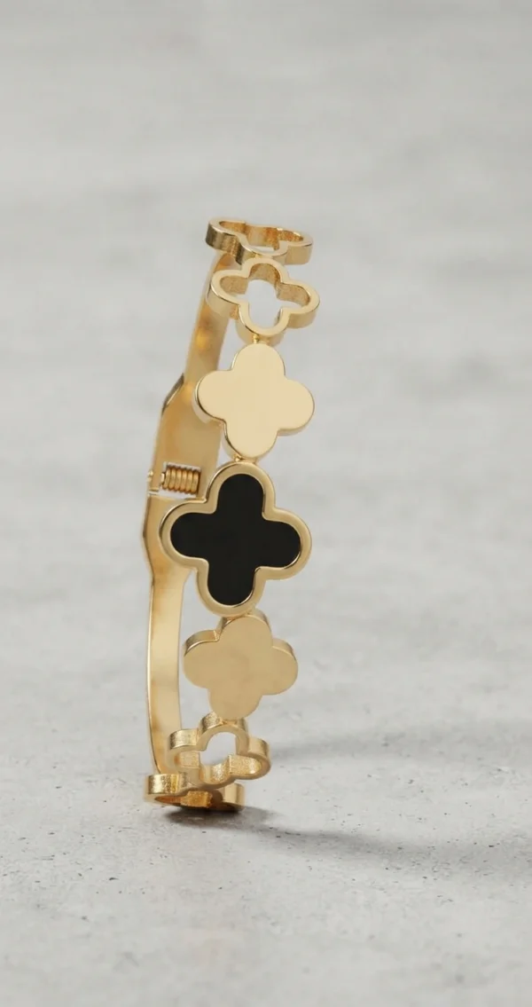 Gold-Tone Mixed Clover Bangle Bracelet