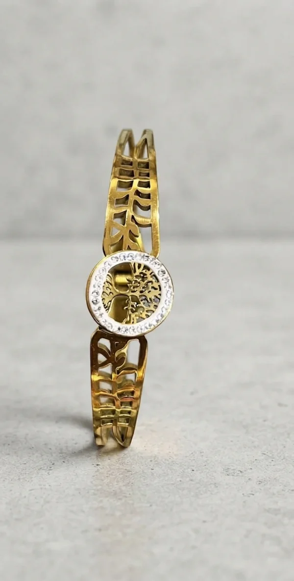 Gold-Tone Tree of Life Bangle Bracelet