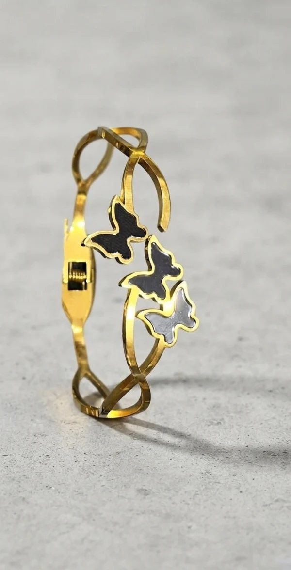 Gold-Tone Triple Butterfly Bangle Bracelet
