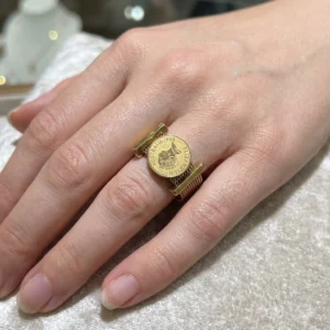 Vintage Coin Medallion Mesh Ring