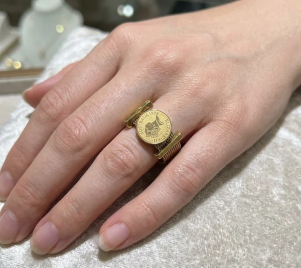 Vintage Coin Medallion Mesh Ring